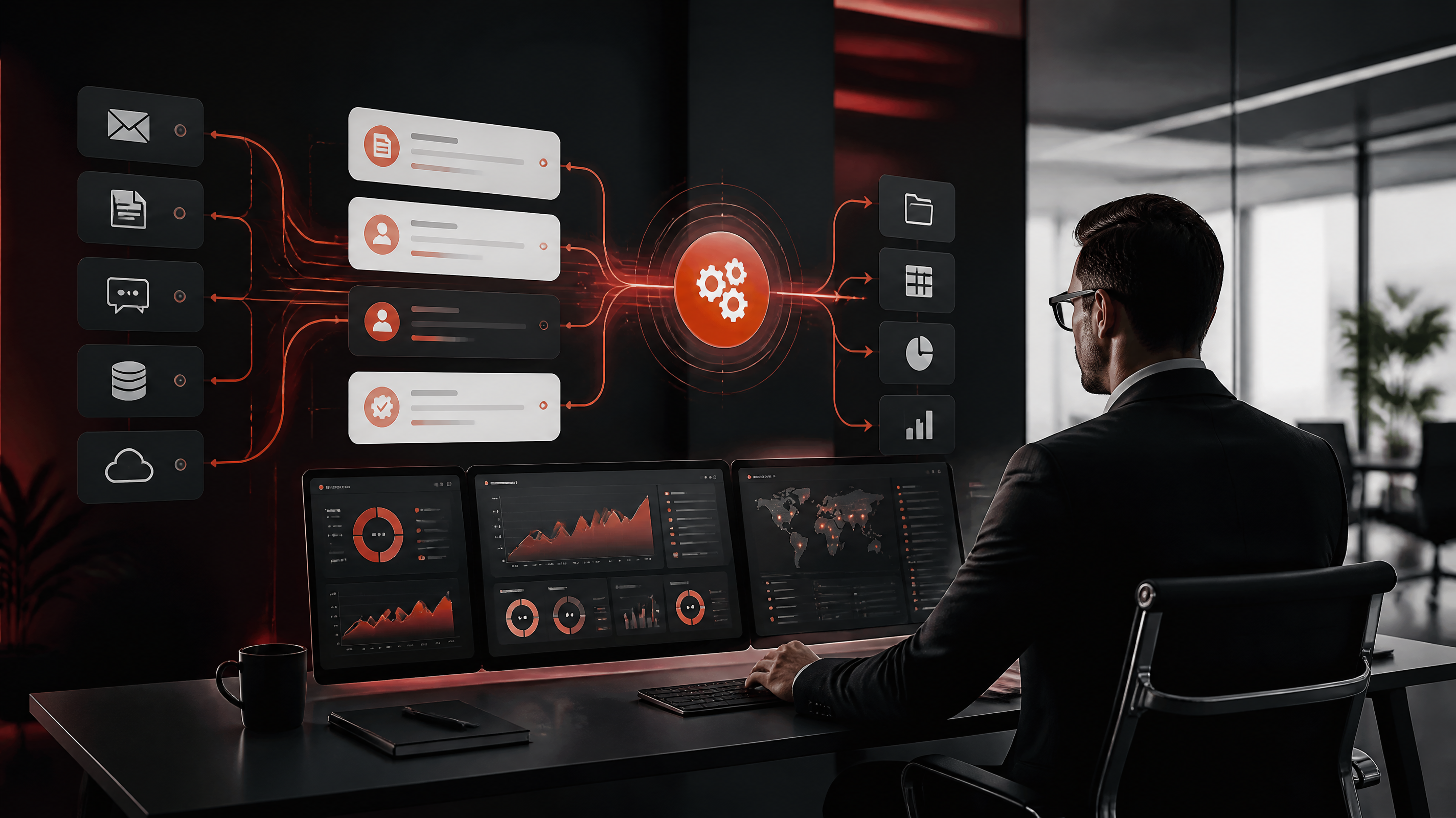Digital automation dashboards for managed business operations